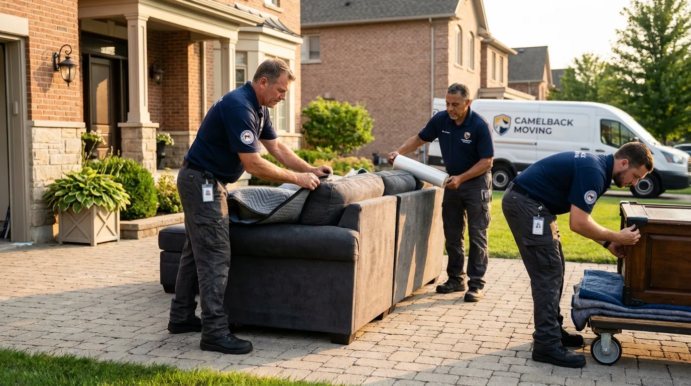 Large estate moving crew wrapping furniture in Brainerd, MN